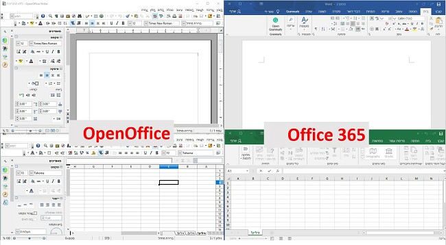 השוואה בין OpenOffice ו- Office365