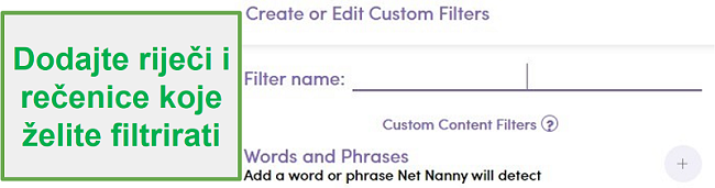 Prilagođeni filtar Net Nanny