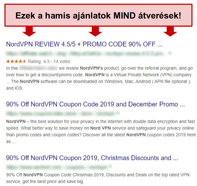 A Google-eredmények hamis NordVPN-kedvezményeket mutatnak