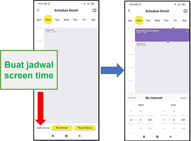 Buat jadwal dengan Net Nanny