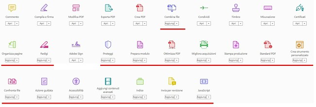 Strumenti di Adobe Acrobat Pro