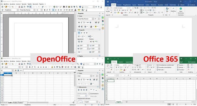 Confronto tra OpenOffice e Office365