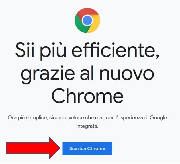 Pagina di download di Google Chrome