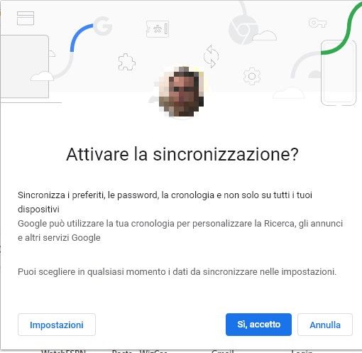 Attiva Google Chrome Sync