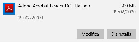 Disinstallare Adobe Acrobat Reader DC