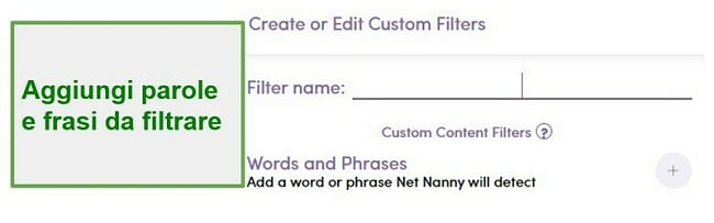 Filtro personalizzato Net Nanny