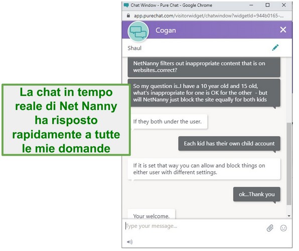 Servizio clienti Net Nanny