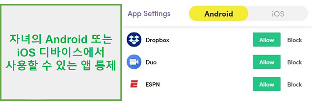 Net Nanny 애플리케이션 관리
