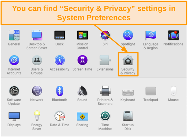 Screenshot of Mac Security and Privacy icon in System Preferences