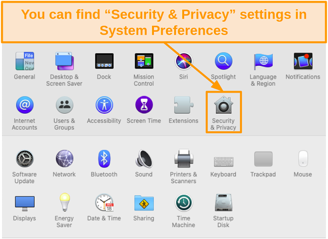 Screenshot of Security and Privacy icon in System Preferences