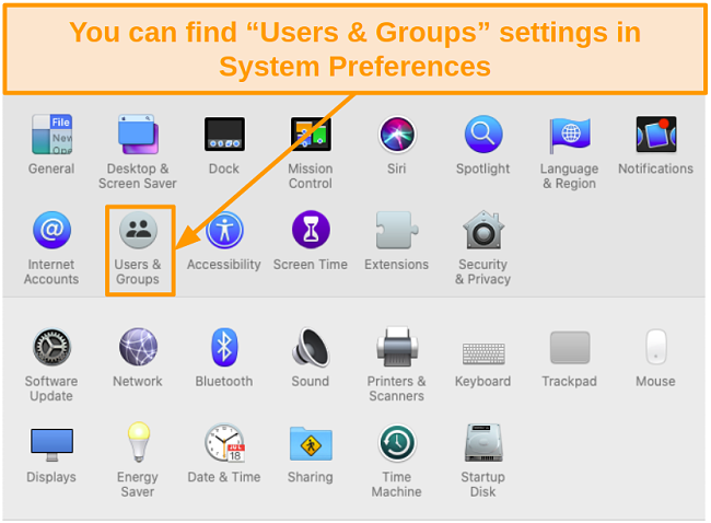 Screenshot of Users and Groups icon in System Preferences