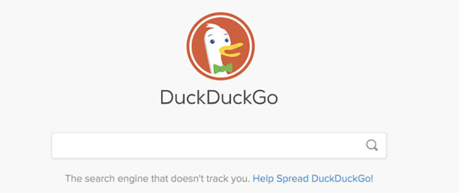 Screenshot of DuckDuckGo's homepage