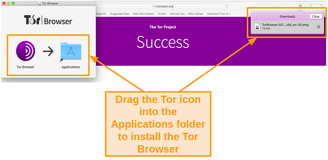 Screenshot of the Tor installation phase.