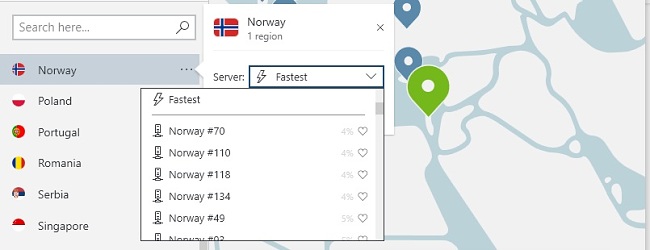 bilde av NordVPN-servere i Norge
