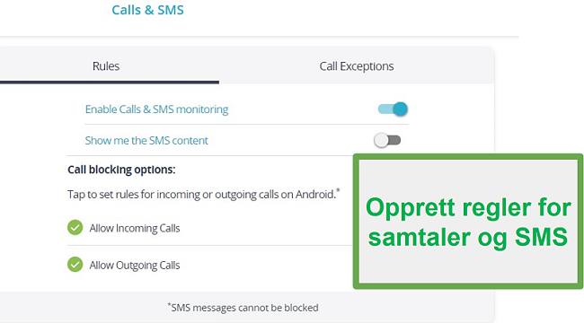 Qustodio-samtaler og SMS-overvåking