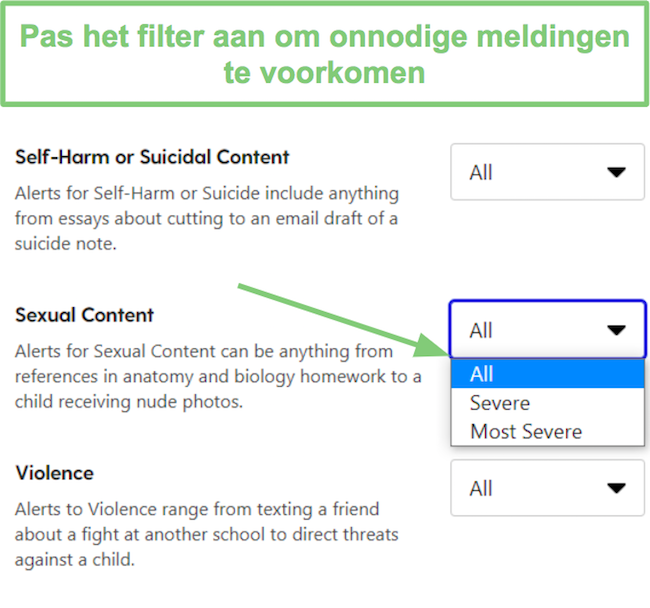 Schors INHOUDSFILTER