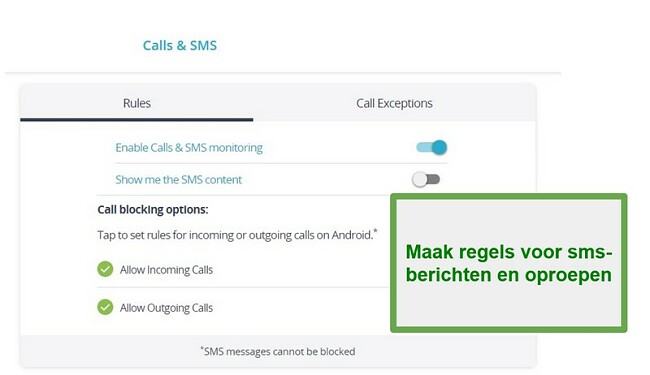 Qustodio Oproepen en sms-monitoring