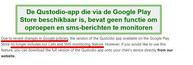 Qustodio Google Play-beleid