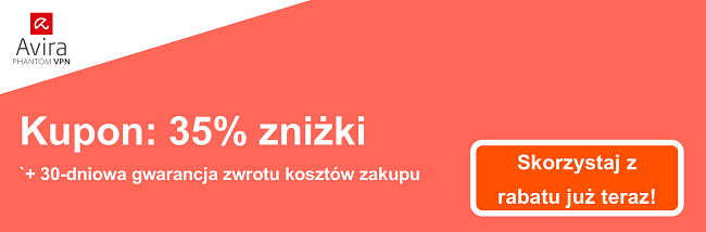 Baner kuponu AviraVPN - 35% zniżki