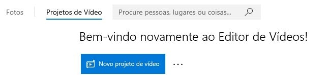 Criar novo projeto de vídeo