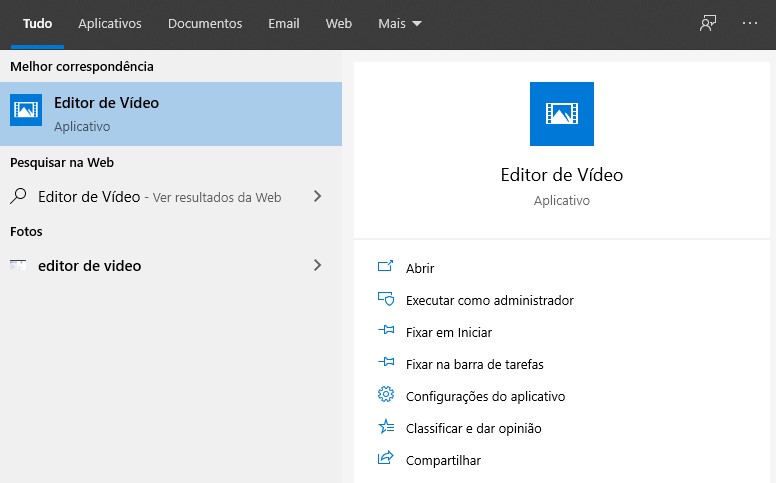 Abra o Editor de Vídeo