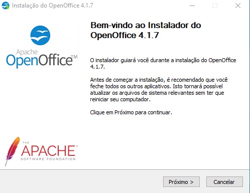 Assistente de instalação do OpenOffice 1