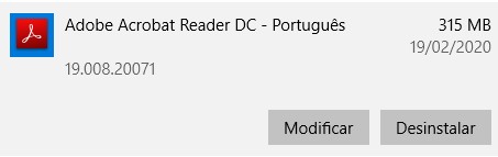 Desinstalar o Adobe Acrobat Reader DC