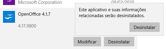 Desinstalar o OpenOffice do Windows