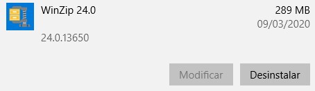 Desinstalar o WinZip