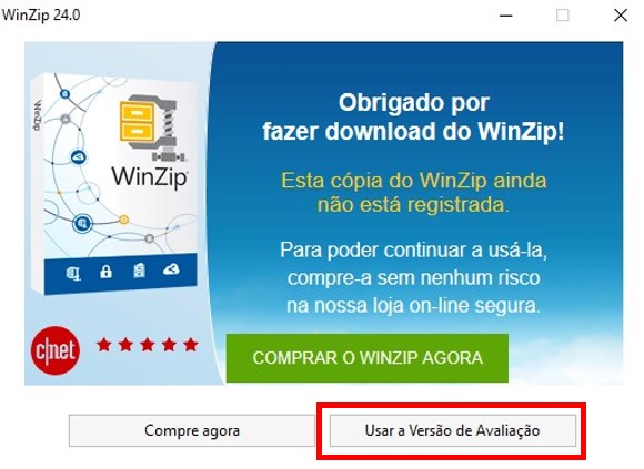 Versão de avaliação do WinZip