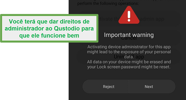 Direitos do administrador Qustodio