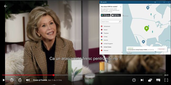 NordVPN lucrează cu Netflix USA „Grace and Frankie”