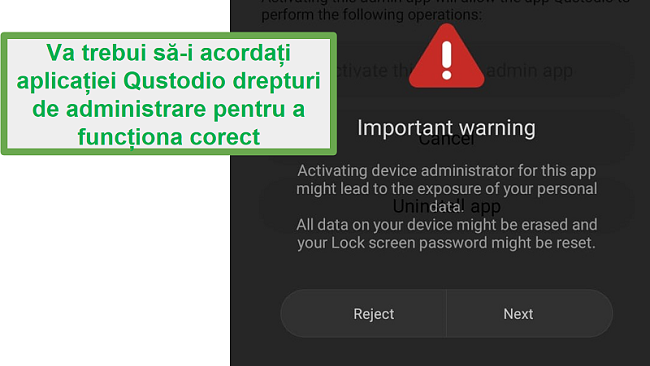 Drepturile administratorului Qustodio