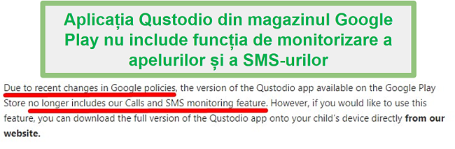 Politica Qustodio Google Play