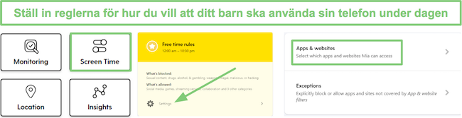 Ställ in regler för Bark-skärmtid