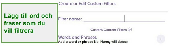 Net Nanny anpassade filter