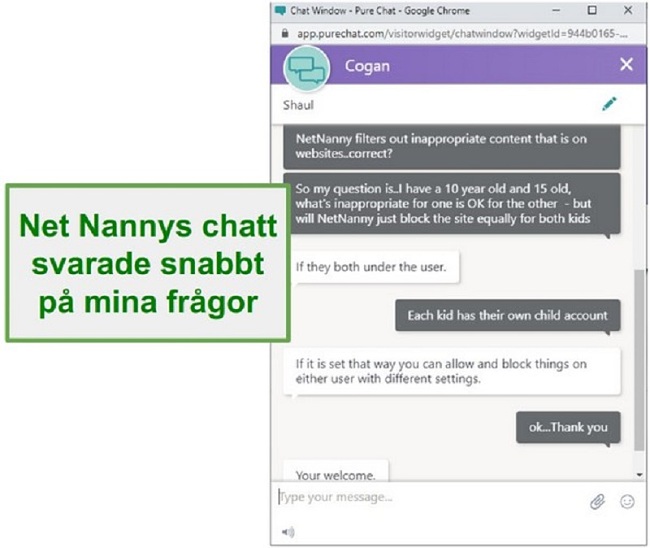 Net Nanny kundtjänst