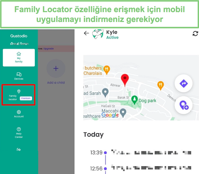 Aile bulucu özellikleri yalnızca mobil cihazlarda kullanılabilir