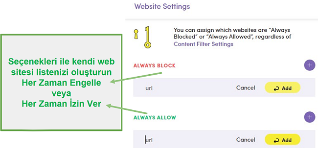 Aile Koruma Şifresi web sitesi ayarları