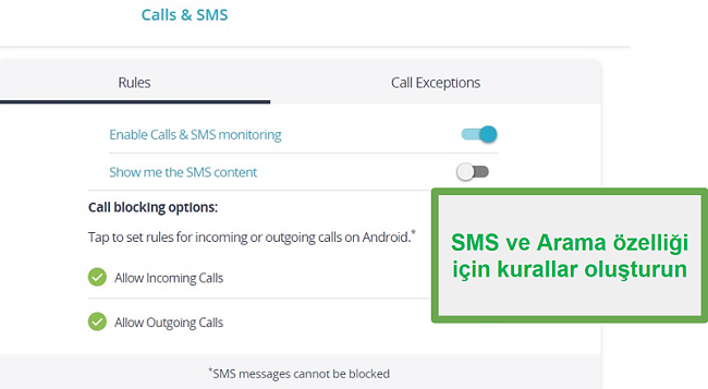 Qustodio aramalarını ve SMS'i izleyin