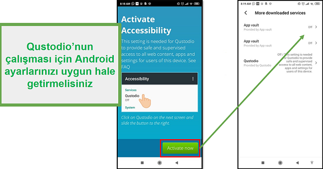 Android Qustodio ayarları
