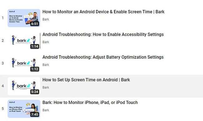 Bark Video tutorials