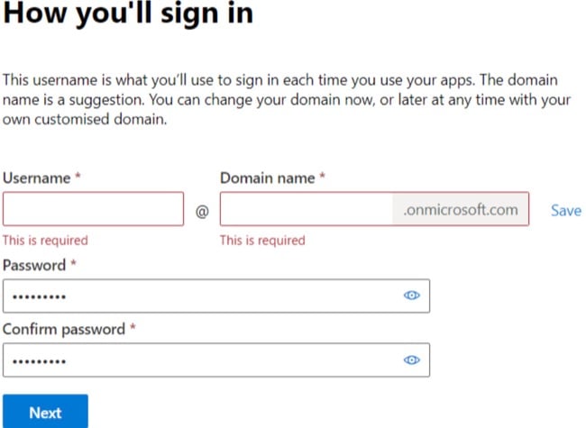 Microsoft Publisher sign up form screenshot
