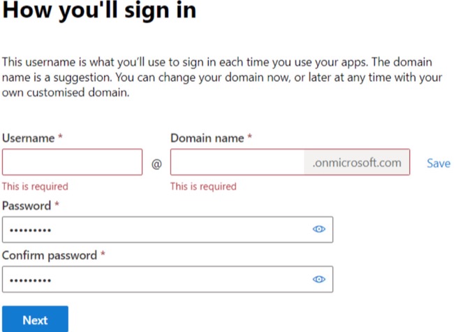 Microsoft Publisher sign up form screenshot