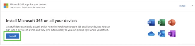 Install Microsoft 365 button screenshot