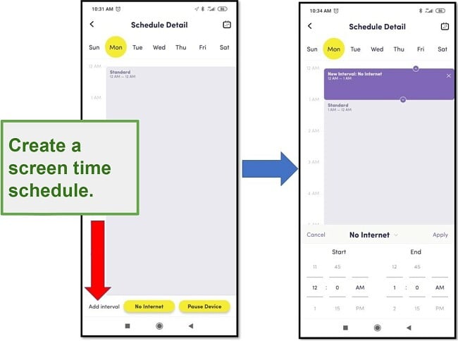 Create a schedule with Net Nanny