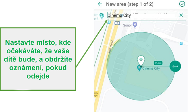 Bezpečné děti Geofence