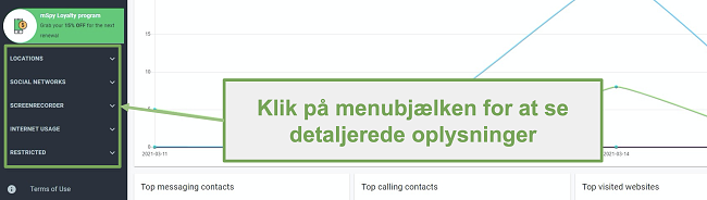 Sk&aelig;rmbillede af menulinjen for at se detaljerede oplysninger