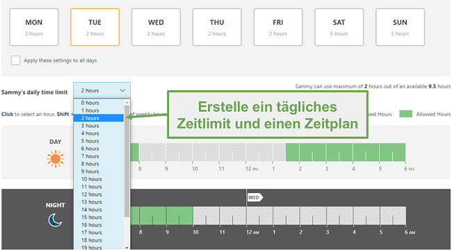 Legen Sie mit Norton Family Zeitlimits fest