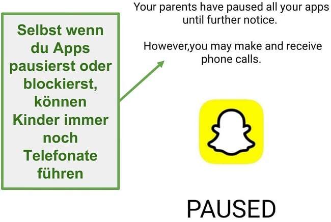 Screenshot von WebWatcher, der Apps anhält